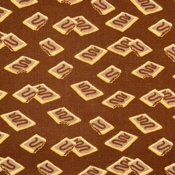 Brown Chocolate Pastry Tarts Cotton Fabric- 1/2 YD - Sweet, Breakfast, Poptart - Picture 1 of 5